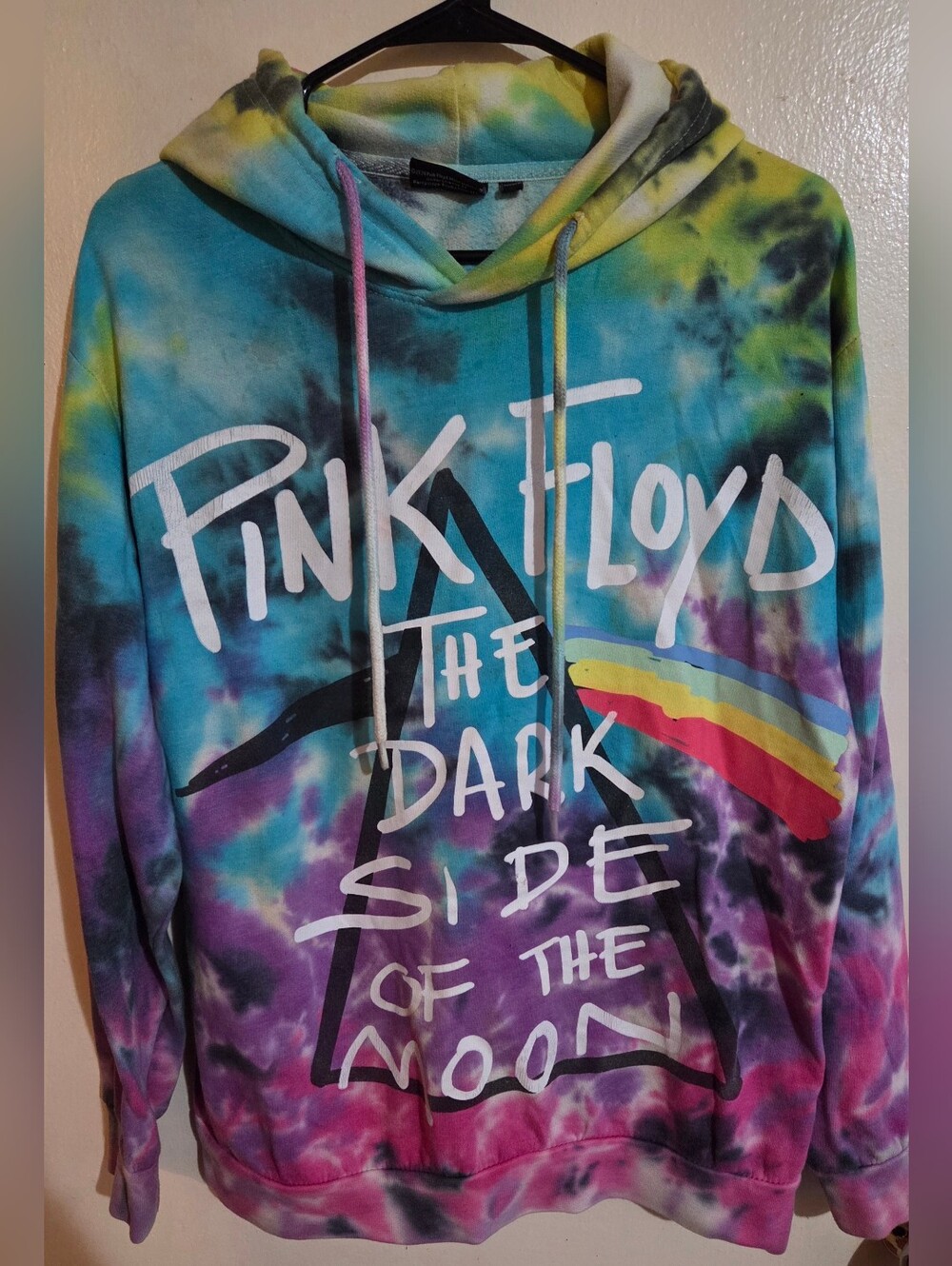 Official Pink Floyd Dark Side Of The Moon Tie Dye Hoodie Sweatshirt Size Medium